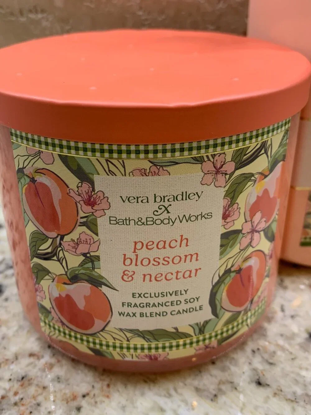 Bath & Body Works Vera Bradley Peach Blossom & Nectar Duo Candle / Hand Soap NWT